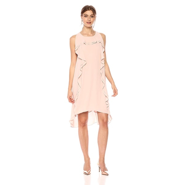 bcbg pink ruffle dress