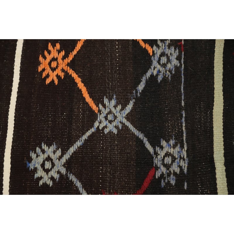 Hand Woven Oriental 100% Wool Carpet Southwestern Tribal Brown Kilim Area Rug - 9' 4'' X 5' 6''