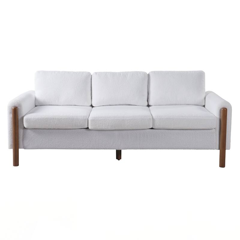 3-Seater Sofa, Curved Armrest with Integrated Solid Wood Legs