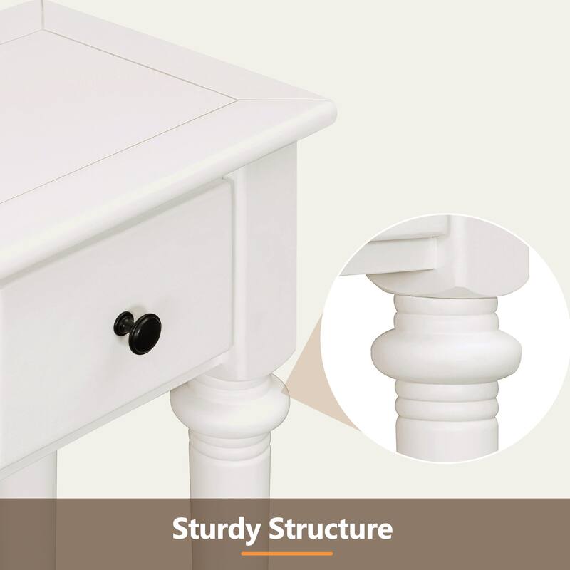 Retro Console Table with 4 Drawers and Open Shelf, perfect for Entryways, Living Rooms, and Hallways
