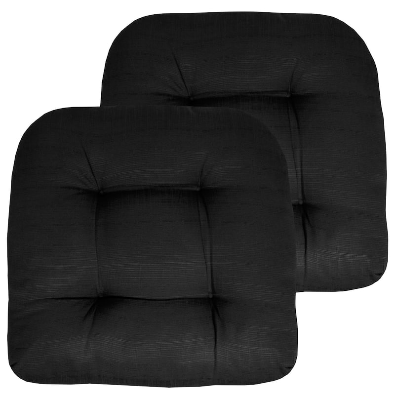 Indoor-Outdoor Reversible Patio Seat Cushion - Black - Set of 2