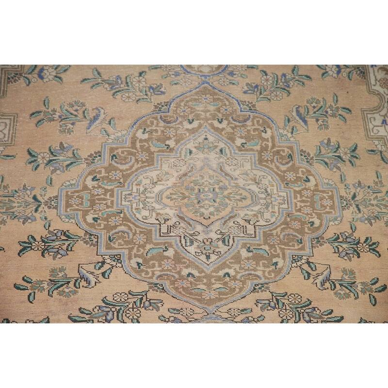 Pink Tabriz Persian Vintage Area Rug Hand-knotted Wool Carpet - 8'0" x 11'4"