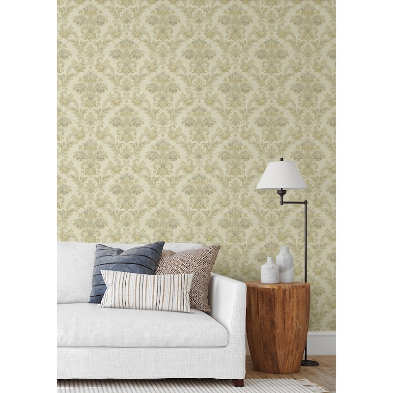 Seabrook Designs Moena Damask Unpasted Wallpaper - 27 in W x 27 ft. L