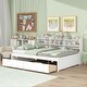 preview thumbnail 9 of 8, Full Size Wooden Daybed with Side Bookcase, Drawers