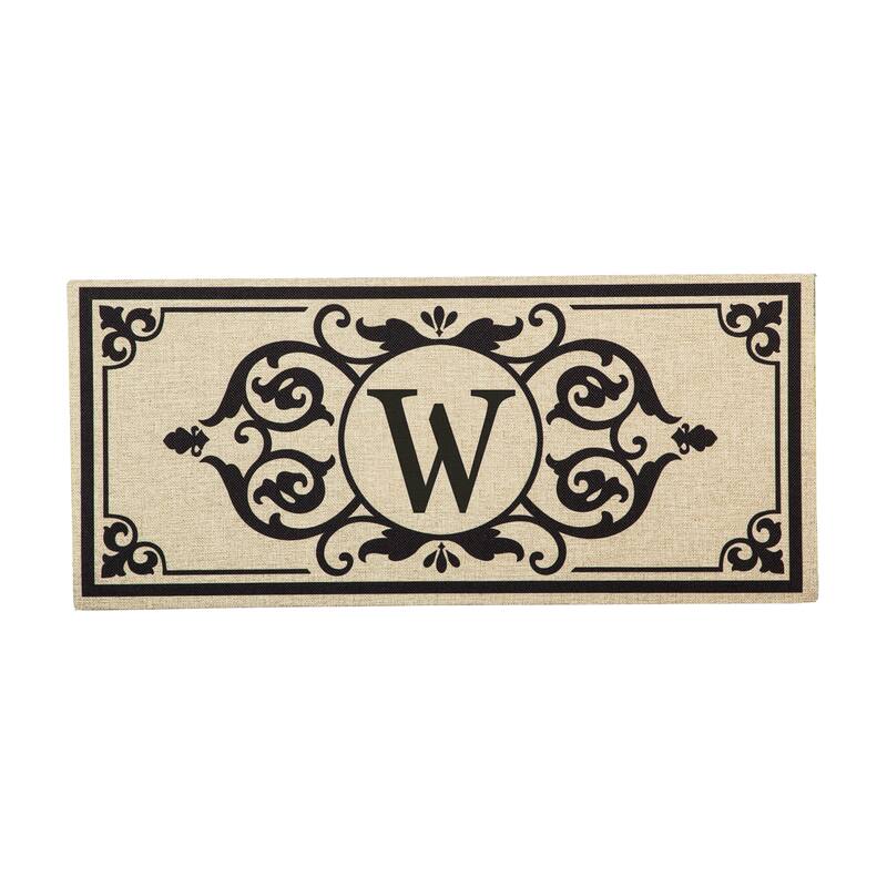 Cambridge Monogram Burlap Sassafras Switch Mat, Letter W
