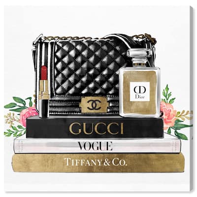 Luxury Paris Handbag and Books Canvas by Art Remedy, Gallery Wrapped