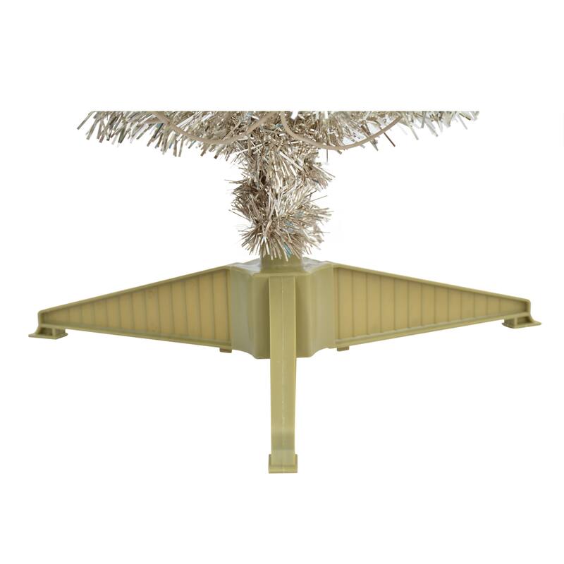 Puleo International 4.5 ft. Pre-lit Rose Gold Tinsel Tree