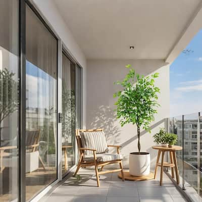 Artificial Ficus Tree, Faux Potted Plant for Living Room Bedroom Decor