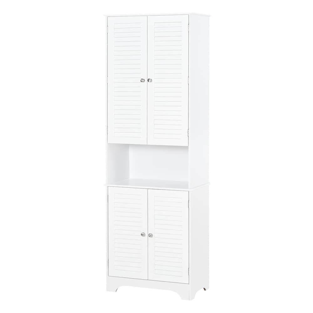 HOMCOM Freestanding Bathroom Storage Cabinet with Shutter Doors and Adjustable Shelves, Toilet Vanity Cabinet