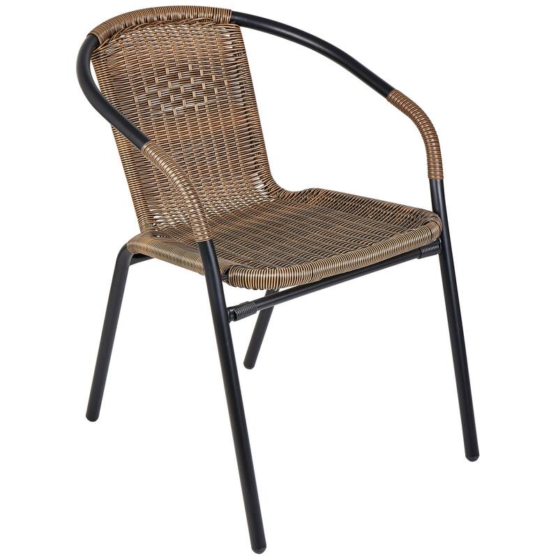BTEXPERT Indoor Outdoor 2 - Set of Two Brown Restaurant Rattan Stack Chairs