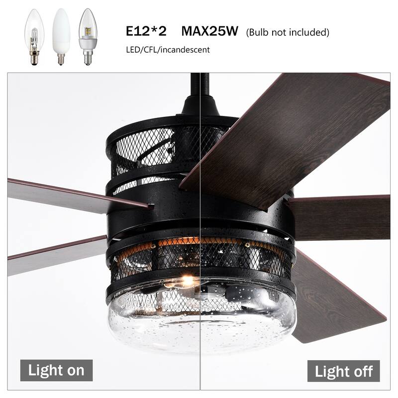 Classic Ceiling Fan Light with 5 Blades and Lighting, Speed Adjustment Function for Bedroom and Living Room