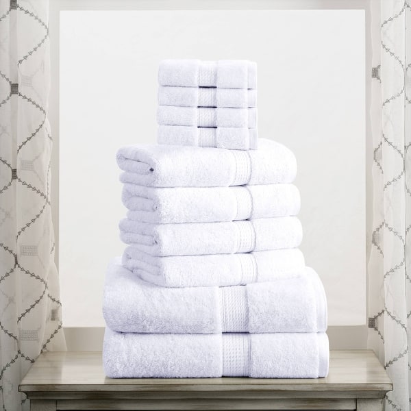 Superior Egyptian Cotton 10 Piece Towel Set Ultra Plush & Absorbent Bath, Hand & Face Towels, Heavyweight Spa Quality - White