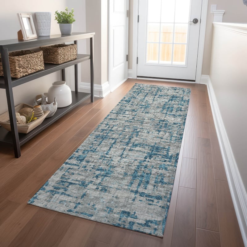 Premium Washable Super Soft Abstract Plaid Mayfield Rug - Peacock - 2' 3" x 7' 6" - Runner