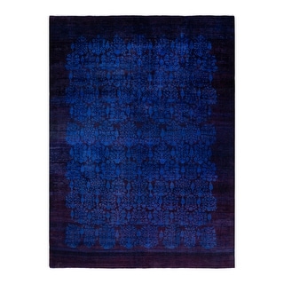 Hand Knotted Contemporary Overdyed Wool Purple Area Rug - 10' 2" x 13' 6"