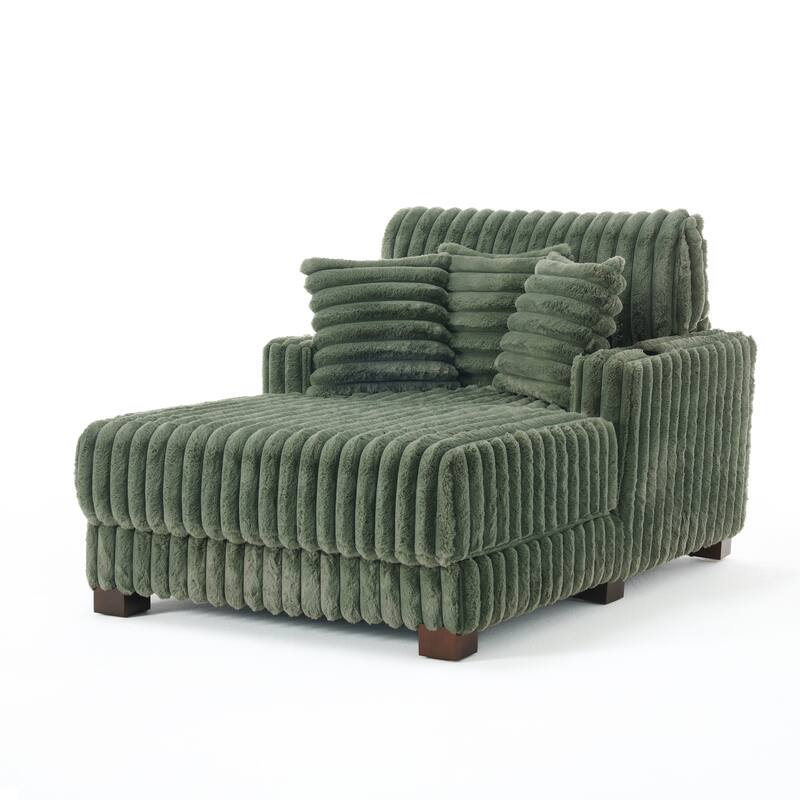 41.7" W Upholstered Plush Corduroy Chaise Lounge Set of 2