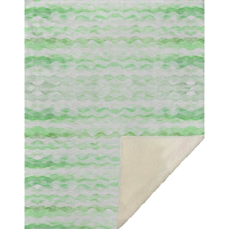 Premium Machine Washable ASB195 Ombre Stripes Sherpa Throw Blanket