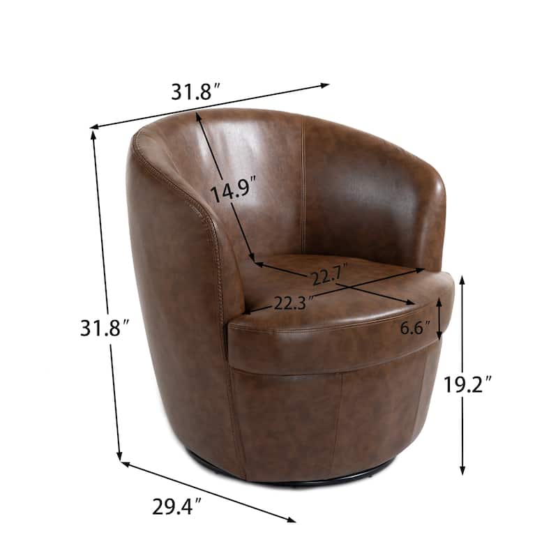 PU Leather Swivel Barrel Chair Set of 2