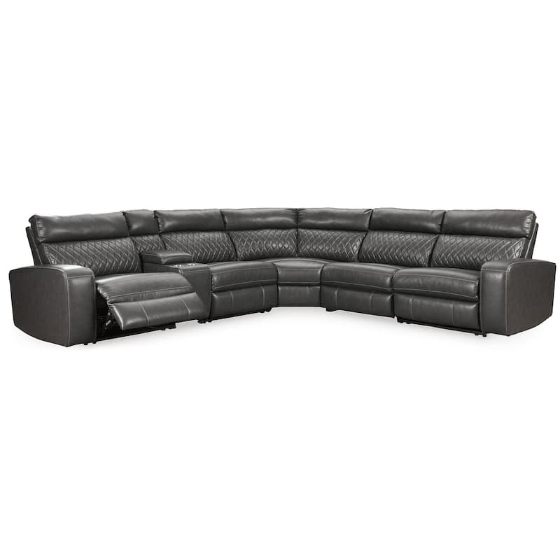 Signature Design by Ashley Samperstone Gray 6-Piece Power Reclining Sectional - 131"W x 117"D x 41"H