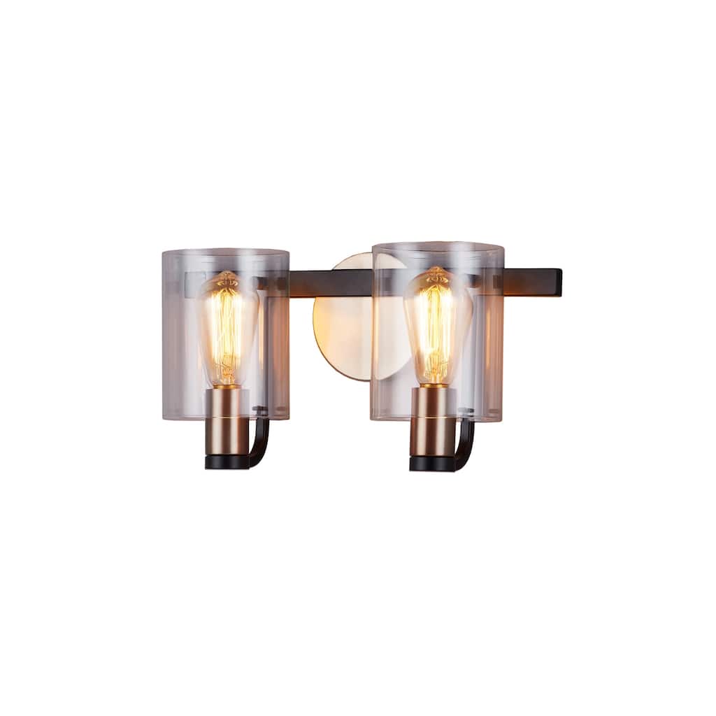 Justice Design Group Poise 2-Light Bath Bar with Brass Accents and Clear Acrylic Shade