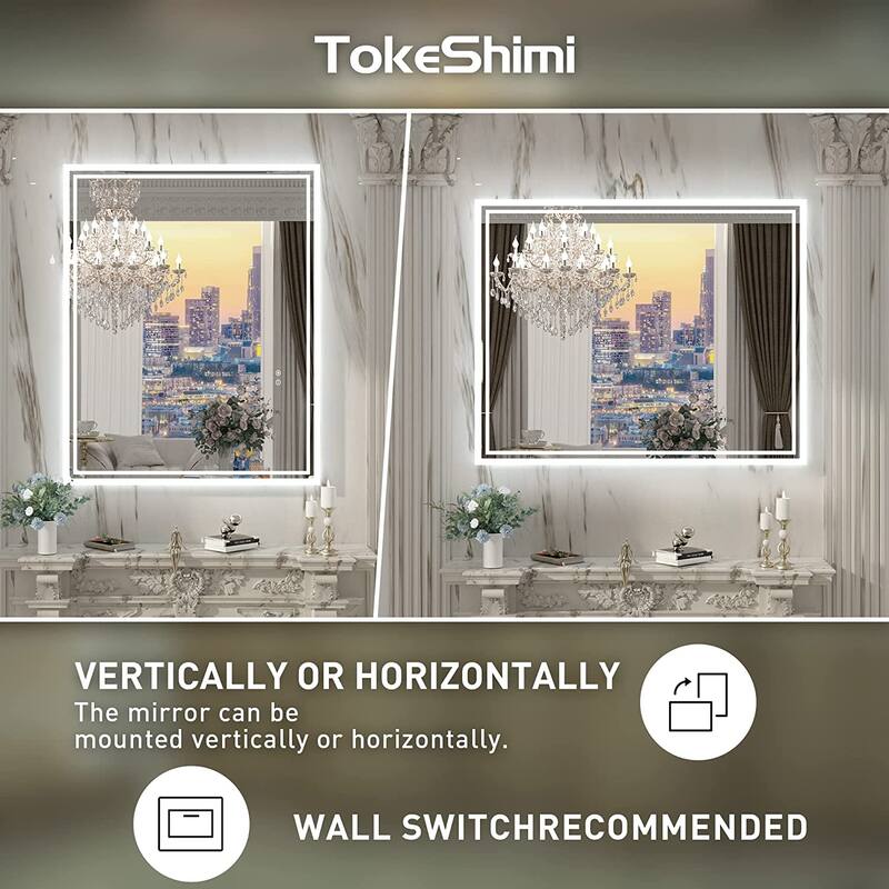 TokeShimi LED Bathroom Vanity Mirror, Anti-Fog Dimmable Wall Mirror