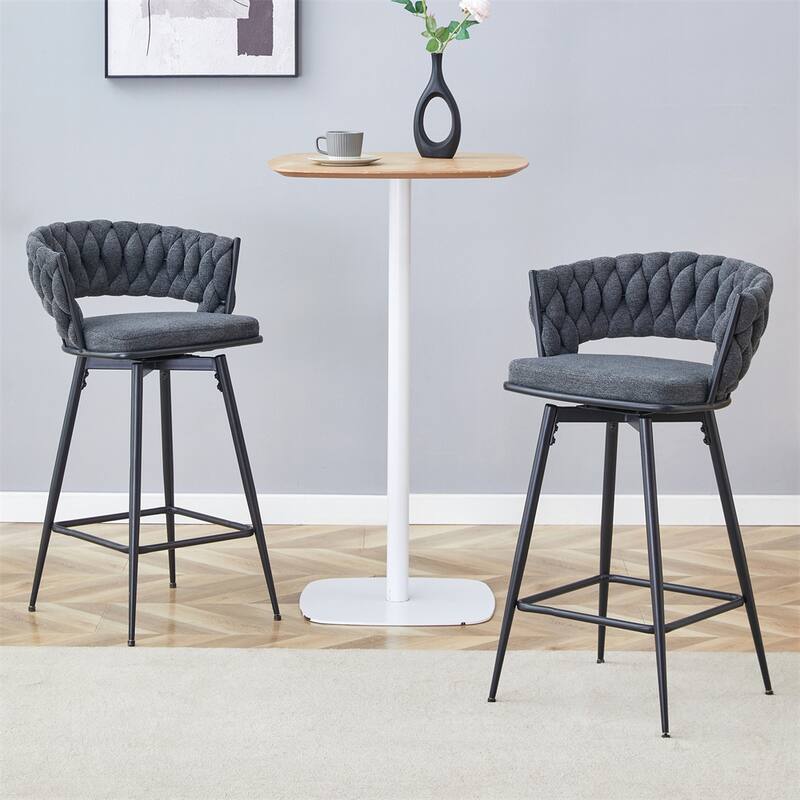 Rotating High-legged Stools w/Breathable Cotton & Linen Cushions,2 PCS