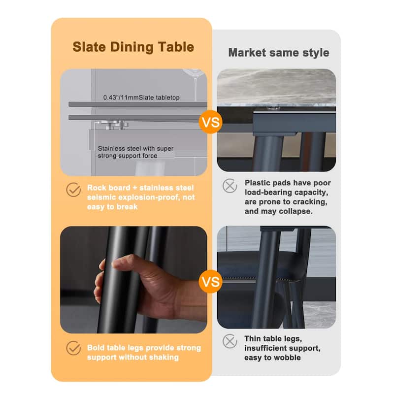 94.48" Rectangular Extendable Sintered Stone Dining Table
