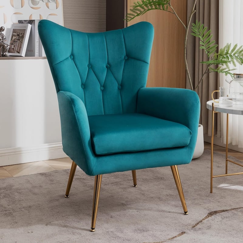 US Pride Furniture Modern Accent Chair with Ergonomic High Wingback Microfiber Upholstered Armchair with Metal Legs