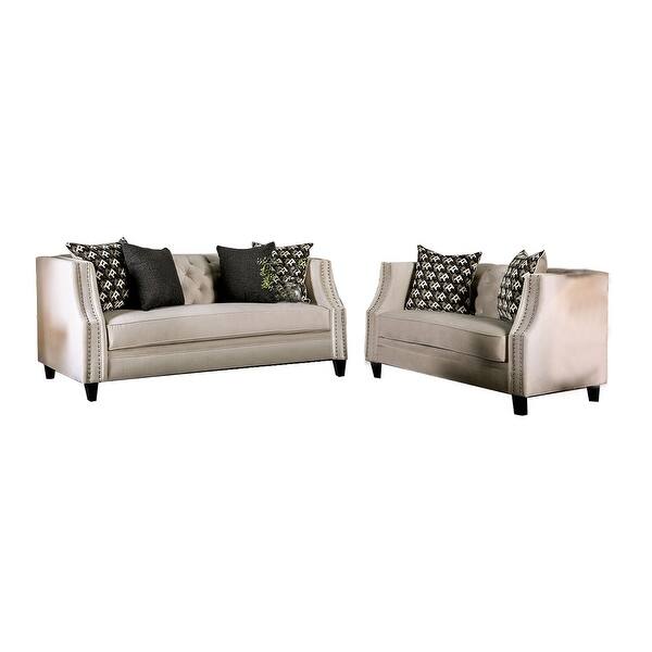 2 Piece Velvetlike Fabric Sofa Set in Beige Finish Bed Bath & Beyond