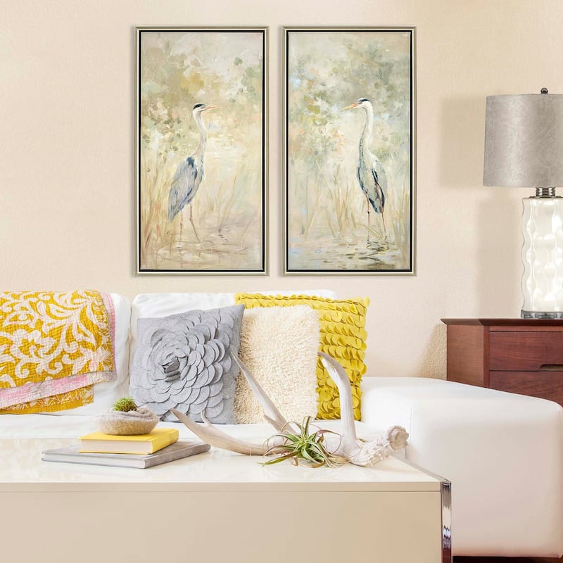 Wading Heron S/2 - Giclee on Canvas