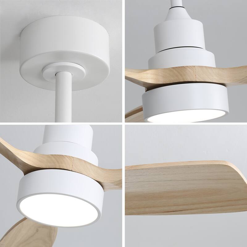 48 Inch Indoor Ceiling Fan Light Chandelier with 3 Solid Wood Blades & Remote Control, 6-speed Reversible Ceiling Fan