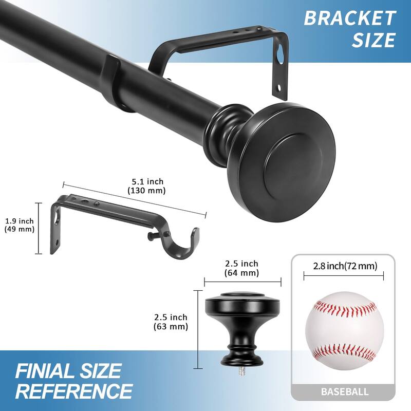 1-inch Diameter Semplice Adjustable Single Drapery Curtain Rod