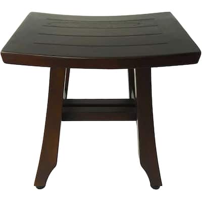 HomeRoots 14" Brown Teak Shower Bench