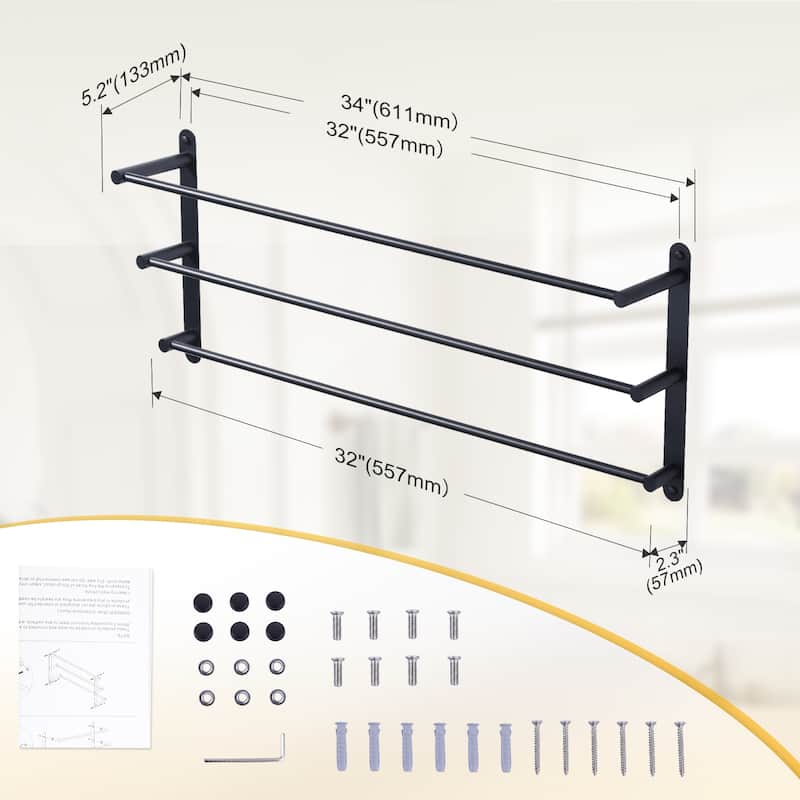 WOWOW Modern 3-Tier Wall Mounted Towel Rack