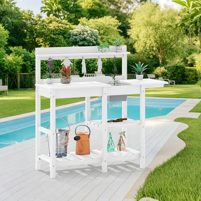 HDPE Patio Outdoor Potting Table, Versatile Gardening Planting Workbench