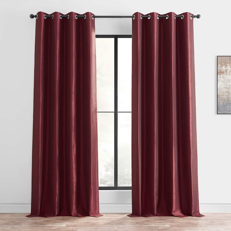 Exclusive Fabrics Textured Dupioni Faux Silk 108-inch Blackout Grommet Curtain (1 Panel) - 50 x 108
