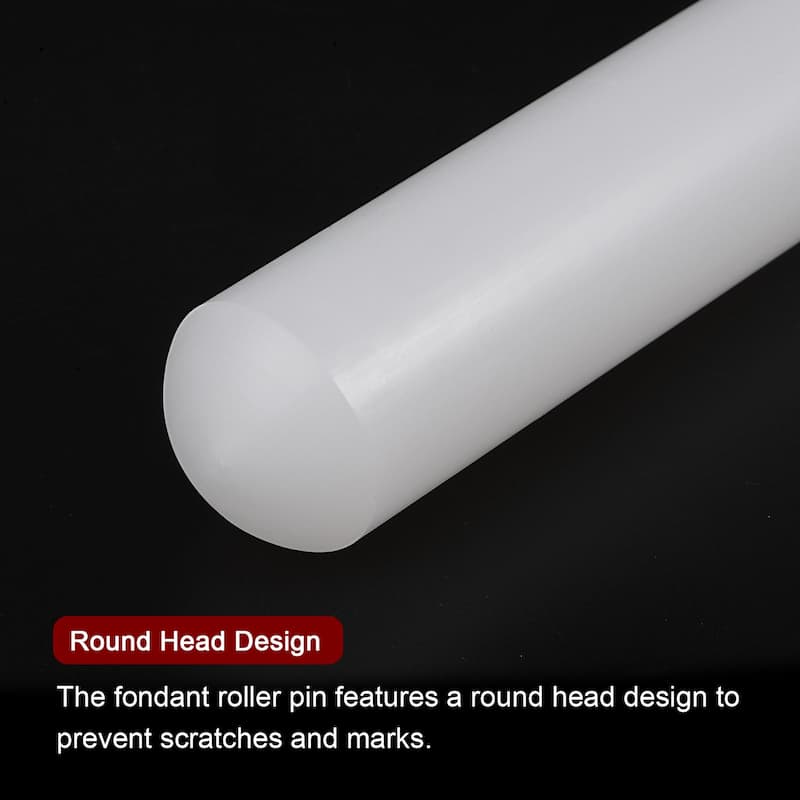 2pcs Fondant Rolling Pin PP Non Stick for Baking - White
