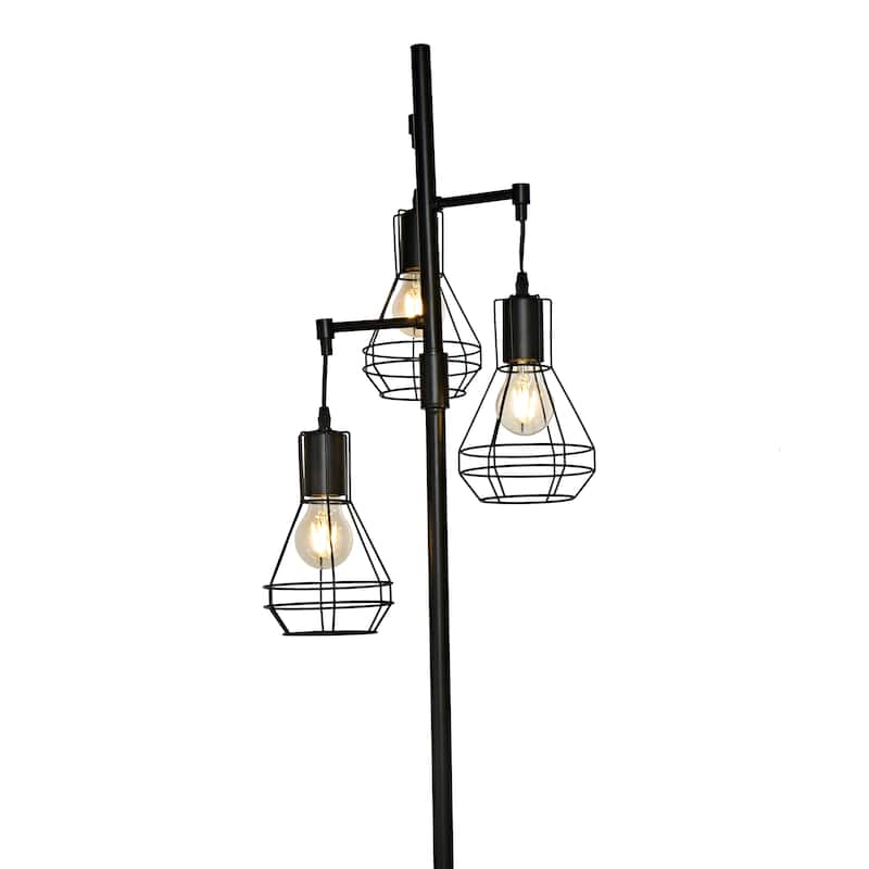 3 Light Industrial Floor Lamp Farmhouse Standing Lamps