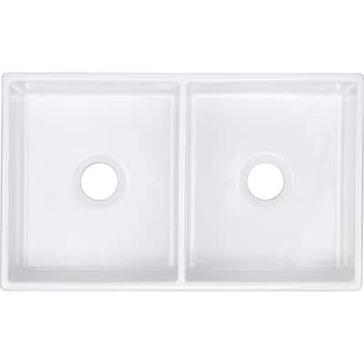 Elkay 33" Farmhouse Double Basin Fireclay Kitchen Sink