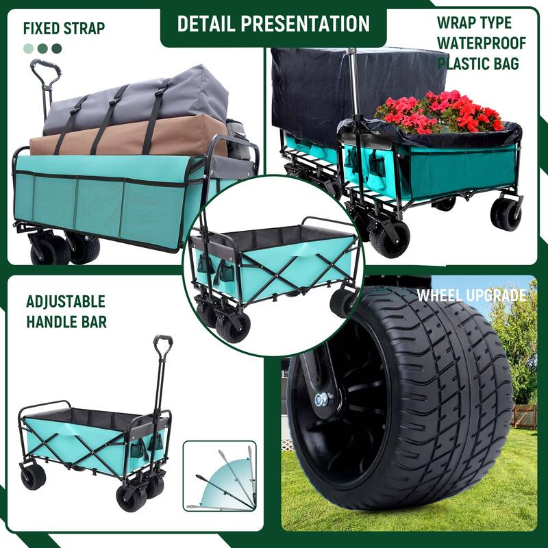 3.1 cu ft. Steel Foldable Wagon Cart