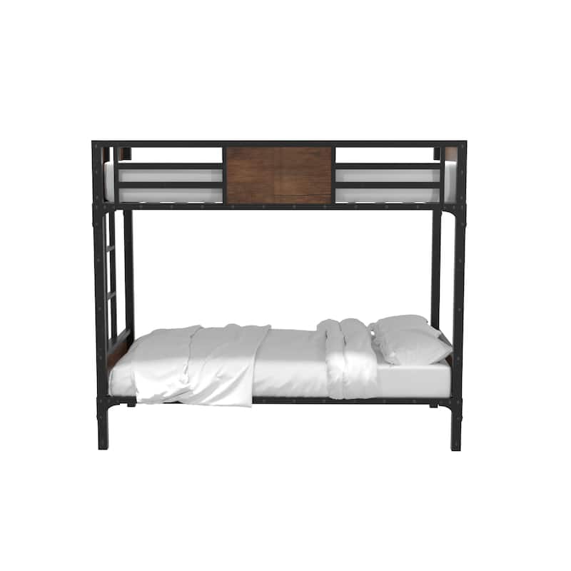 Jown Industrial Black 3-Piece Gel Memory Mattress & Metal Bunk Bed Set by Furniture of America