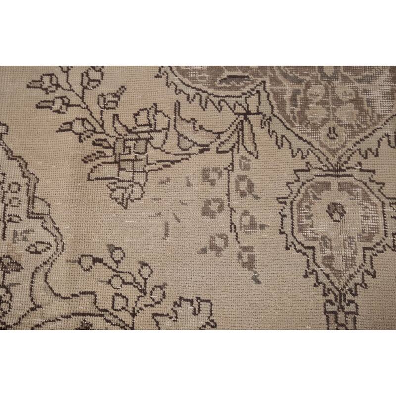 Distressed Tabriz Vintage Persian Rug Handmade Traditional Wool Carpet - 6'8" x 9'5"