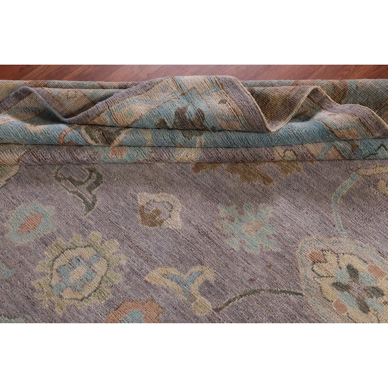 Hand Knotted Oriental 100% Wool Carpet Transitional All-Over Purples Oushak Area Rug - 9' 7'' X 8' 1''