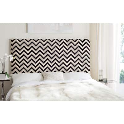 SAFAVIEH Latoria Black/ White Upholstered Chevron Headboard (Queen)