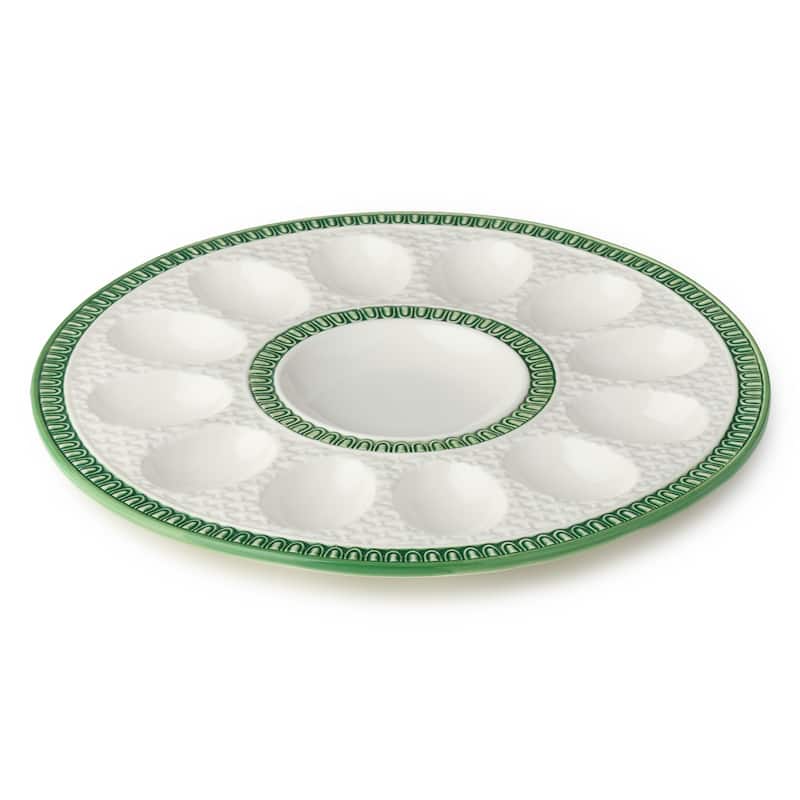 Certified International Le Jardin Embossed Rattan Egg Plate - 12.25"W x 12.25"D x 0.875"H