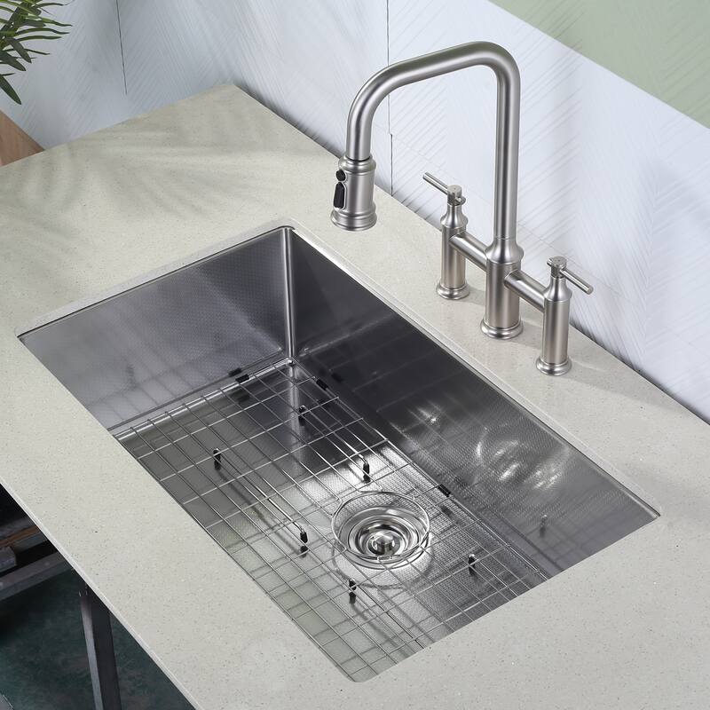 WOWOW Drop-In/Undermount Single Bowl 18-Gauge Kitchen Sink