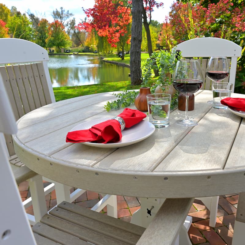 Poly Lumber Round Dining Table Set with Regular Chairs