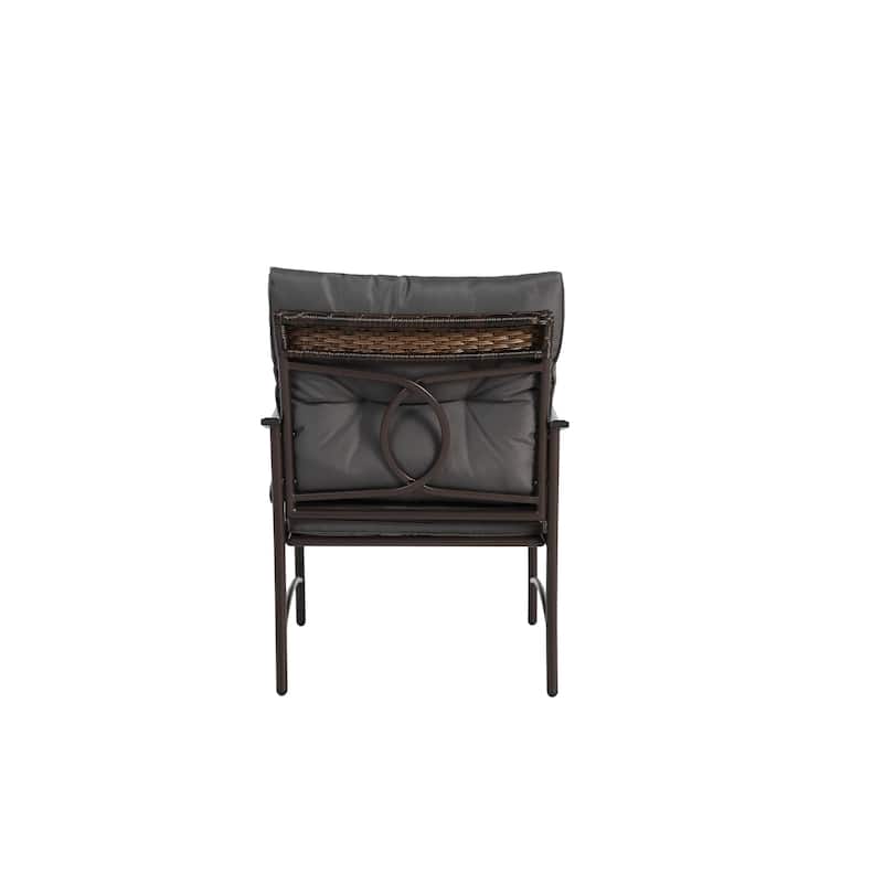 3 Pieces Patio Set Outdoor Wicker Furniture Sets Modern Rattan Chair Conversation Sets with Coffee Table