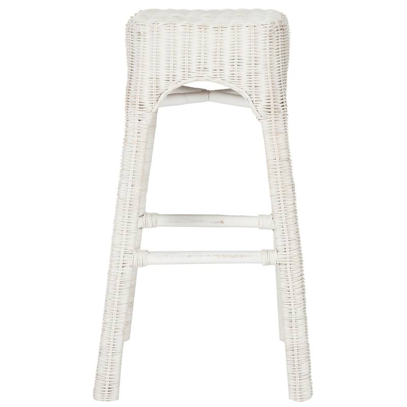 SAFAVIEH Nafissa 30-inch Wicker White Distress Bar Stool - 18.9" x 18.9" x 29.5" - 19Wx19Dx30H