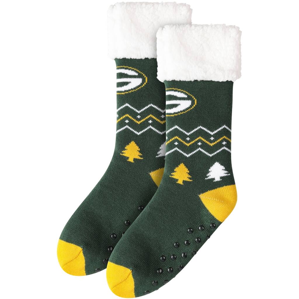 Green Bay Packers Christmas Tree Footy Slippers, Women's 6-10 / Men's 5-9