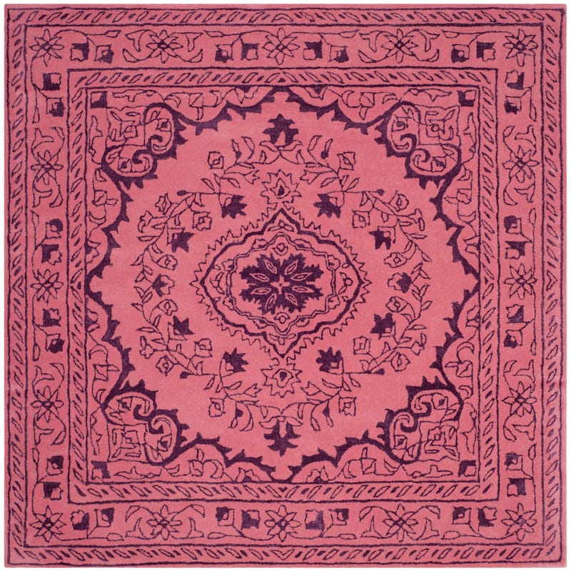 SAFAVIEH Handmade Glamour Gudmundina Modern Viscose Rug - 6' Square - Pink